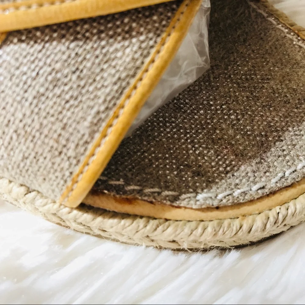 Calvin Klein Sandals Wrap Gladiator Wedge Platform Espadrille Tan Sz 6.5 Boho